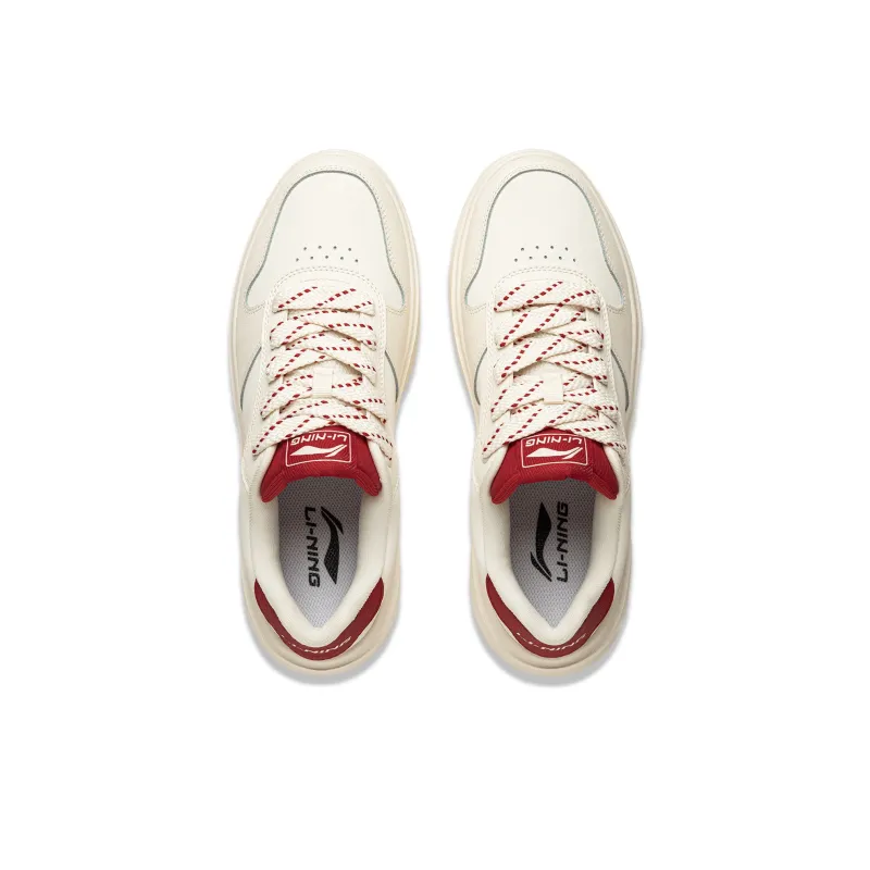 LiNing Sky Cloud Anti-Slip And Wear-Resistant Breathable Low-Top Skateboard Shoes Men's White Red-3