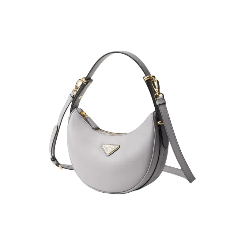 PRADA Leather Handbag, Shoulder Bag Women's Granite Gray-1