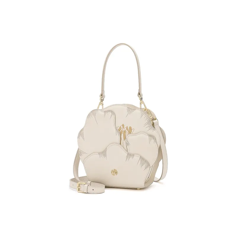 Ancient Yi Xi Cow Leather Cheongsam One Shoulder Underarm Vintage Crossbody One Shoulder Handbag Women's Ecru-1