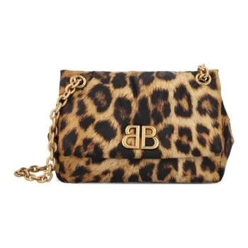 Balenciaga Monaco Mini Leopard Print Shoulder Bag
