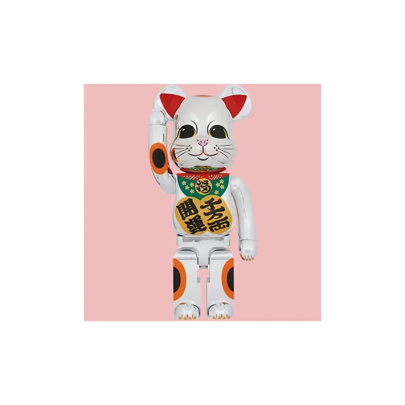 Bearbrick Lucky Cat Good Luck Ten Million Ryo Silver Plated-3