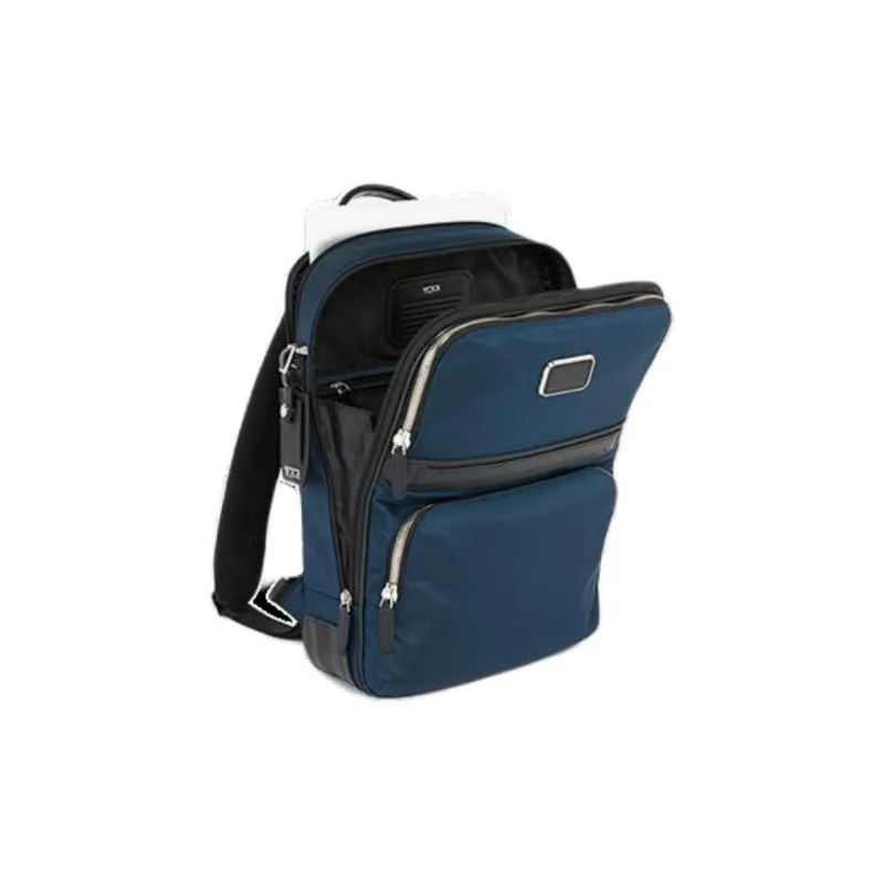 TUMI Nylon With Cow Leather Backpack Medium Size Men's Marine Blue & Black-2