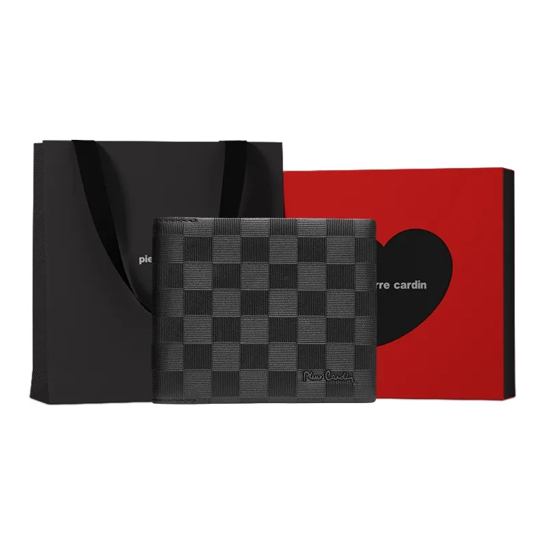 PIERRE CARDIN Top Grain Cow Leather Men's Elegance Coin Purse Regular Men's Black-10