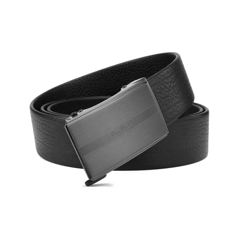 PIERRE CARDIN Top Grain Cow Leather Men's Pant Belt Men's Black 3.45cm-1