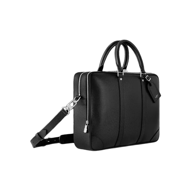 LOUIS VUITTON Cow Leather Portable One Shoulder Crossbody Briefcase Tubas Men's Black-1