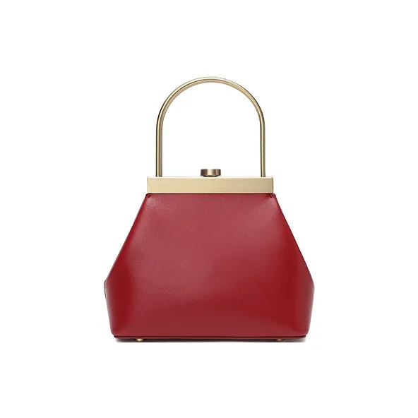Ancient Yi Xi Cow Leather Cheongsam Clasp Handbag Trumpets Women's Red Door Opening-2