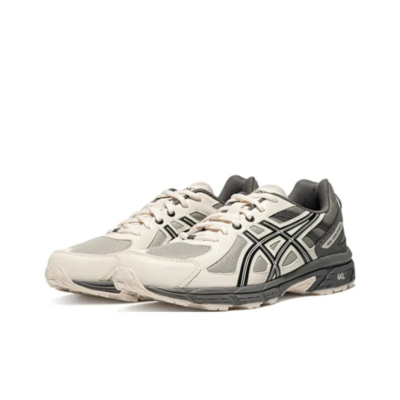Asics Gel Venture 6 Cushioning Breathable Rebound Low Top Running Shoes Men's Gray Green White-1
