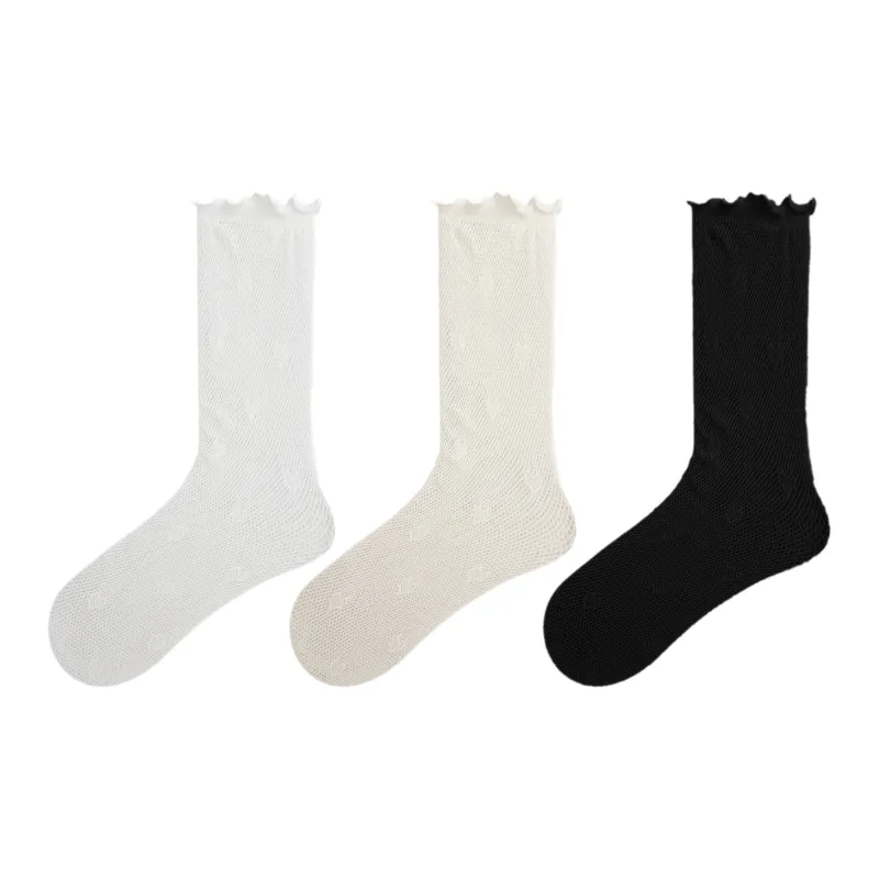 Evening Classroom Mid Calf Socks Women's 3 Pack White-9