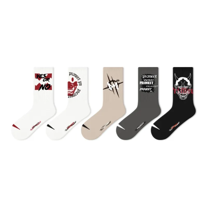 Primeet Mid Calf Socks Summer Unisex 5 Pack-9