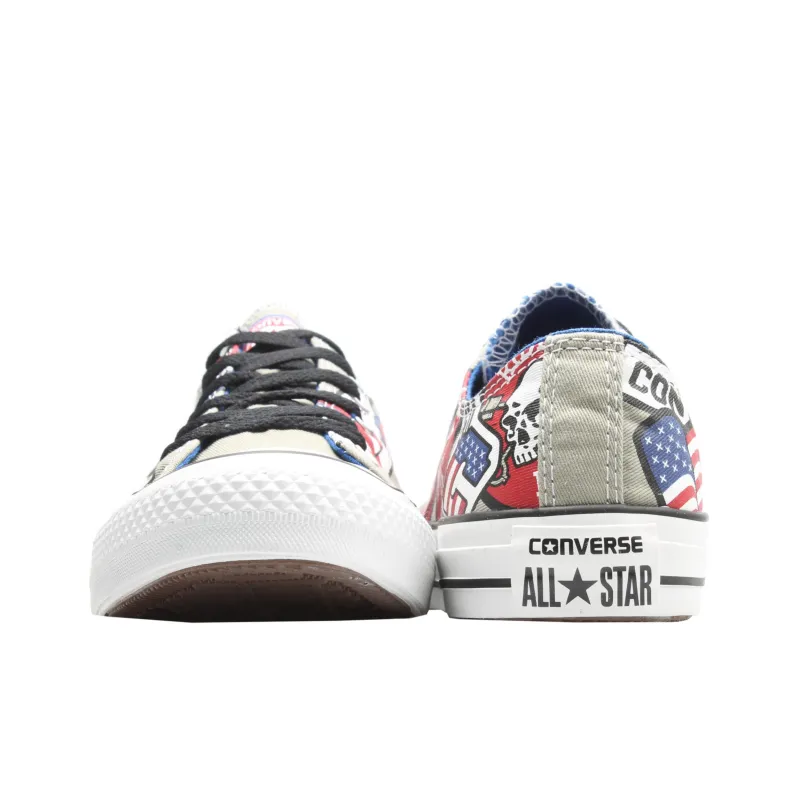 Converse Chuck Taylor All Star Anti Slip Wear Resistant Low Top Canvas Shoes Unisex Gray Red-3