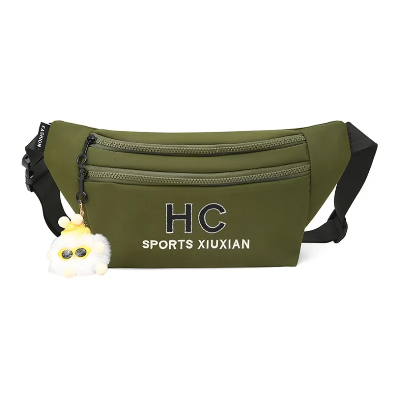 OURFUN Nylon Sling Bag Unisex Ecru/Black/Orange Red/Red/Khaki/Army Green-8