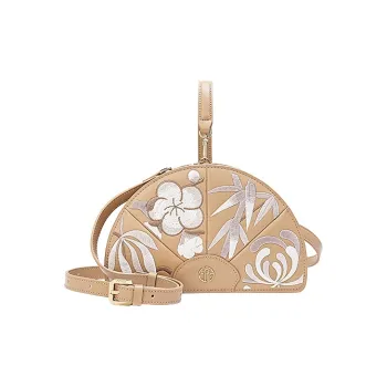 Ancient Yi Xi Cow Leather Cheongsam Handheld Advanced Sensing Crossbody Bag Women's Almond Yellow