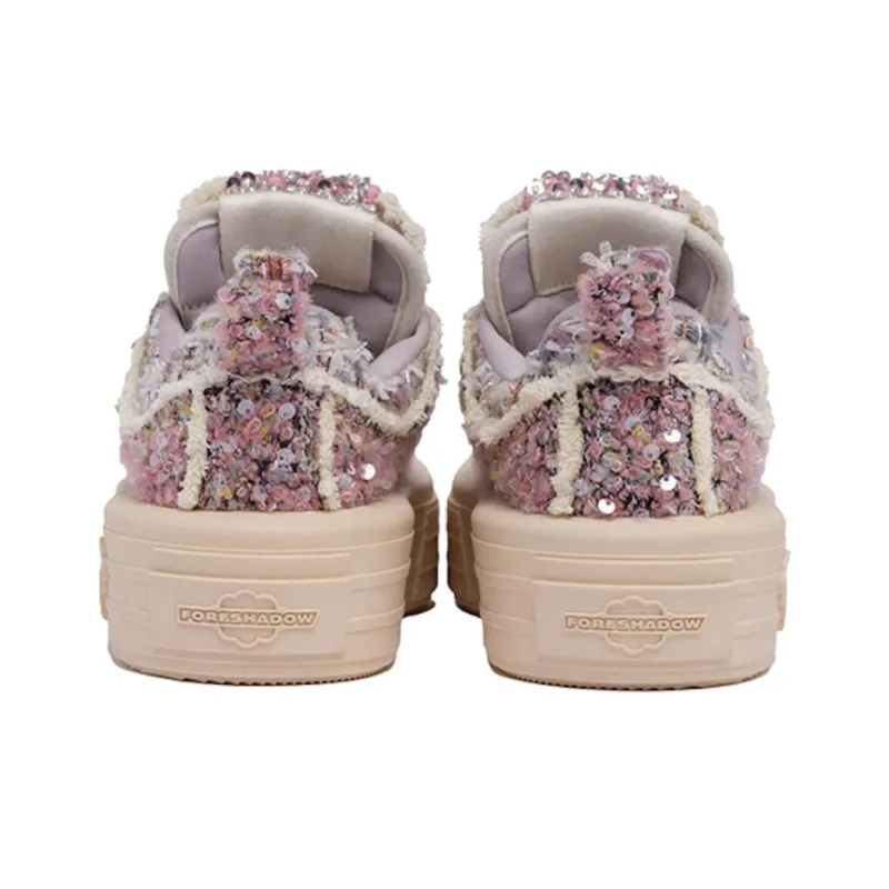 FORESHADOW DOUBLE UNI 1.0 Pale Pink And Rose Low Top Canvas Shoes Women's Rose Red-6