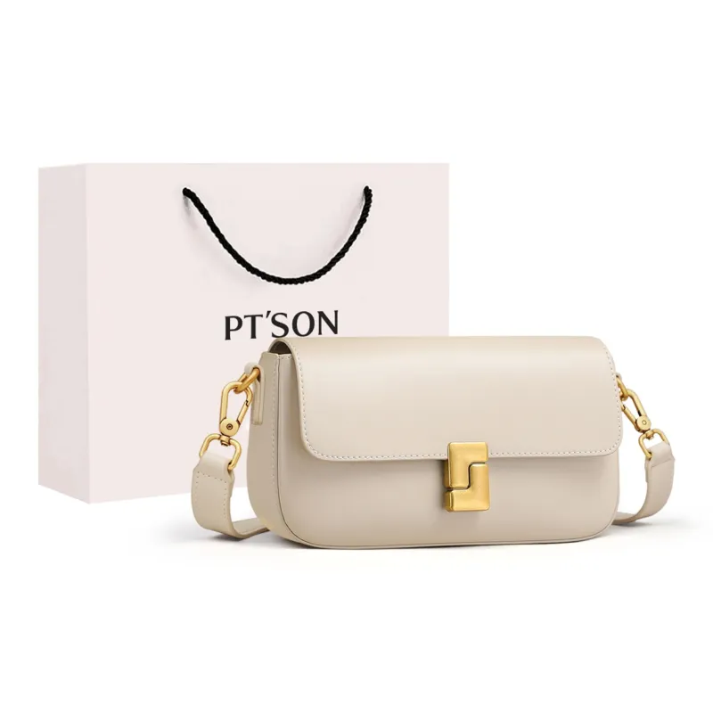 PT'SON Synthetic Leather Small Square Bag, Shoulder Bag, Crossbody Bag Regular Women's Milkshake White-0