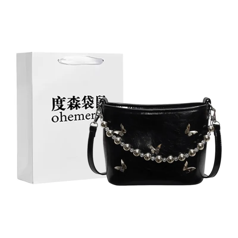 Dusen Kangaroo PU Shoulder Bag, Crossbody Bag, Handbag Unisex Ecru/Silver/Black/Burgundy-11