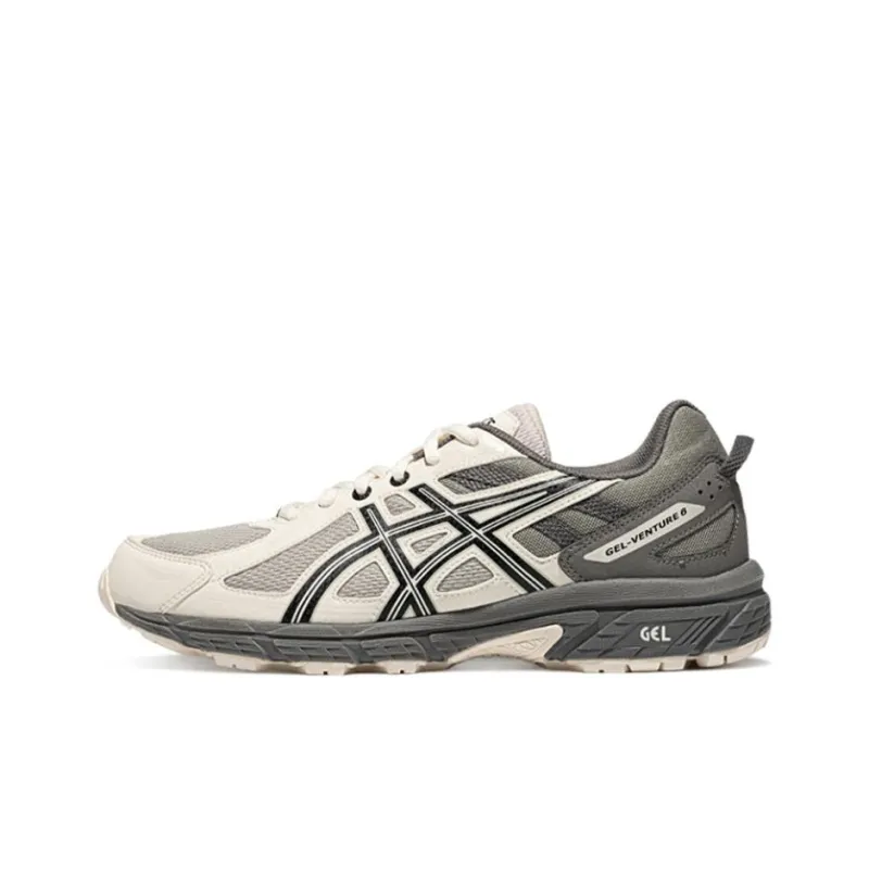 Asics Gel Venture 6 Cushioning Breathable Rebound Low Top Running Shoes Men's Gray Green White-0