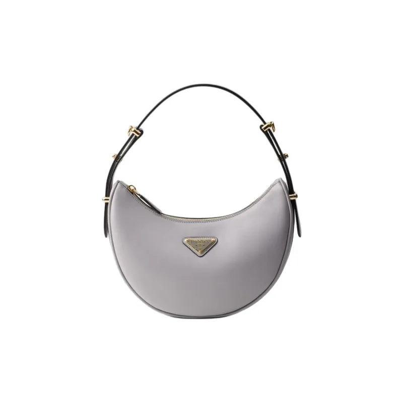 PRADA Leather Handbag, Shoulder Bag Women's Granite Gray-0