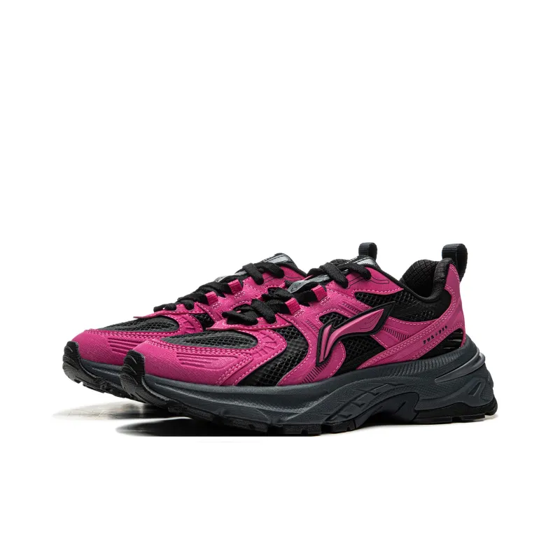 LiNing Beichen 2K Anti Slip Wear Resistant Low Top Chunky Sneakers Women's Rose Red-2