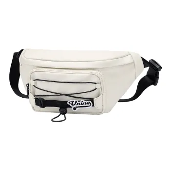 V.NINE Fabric Crossbody Bag For Men And Women's Sling Bag Medium Size Unisex Ecru/Space Black