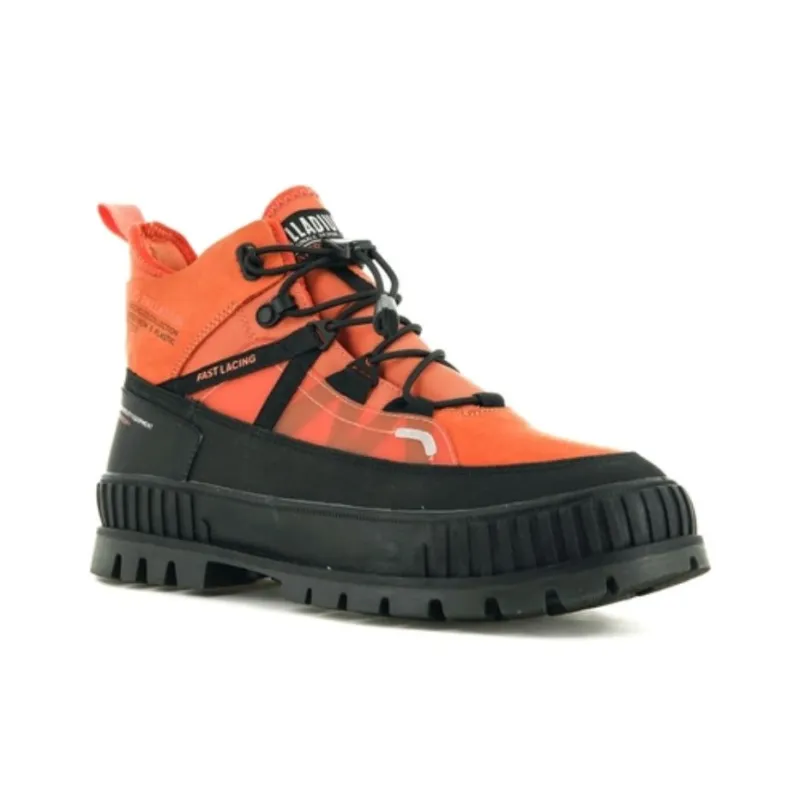 Palladium Slip Resistant Waterproof High Top Outdoor Shoes Unisex Orange Black-2