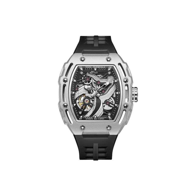 FAIRWHALE Automatic Mechanical Movement Silicone Strap Watch Men's Watches Black Dial-1
