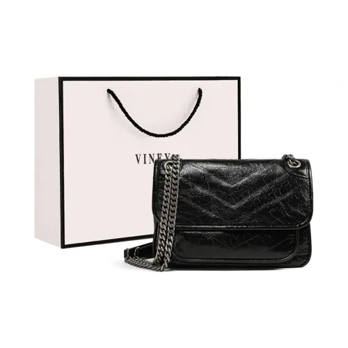 VINEY Cow Leather Crossbody Bag Shoulder Bag Small Square Bag Regular Women's Black