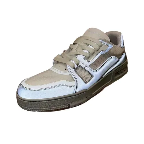 LOUIS VUITTON Trainer CUP Low-Top Skateboard Shoes Men's Silver Gray
