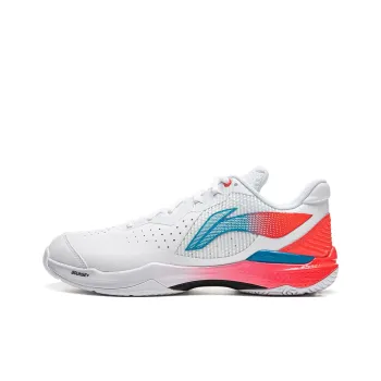 LiNing Lightweight Rebound Low-Top Badminton Shoes Unisex White Red