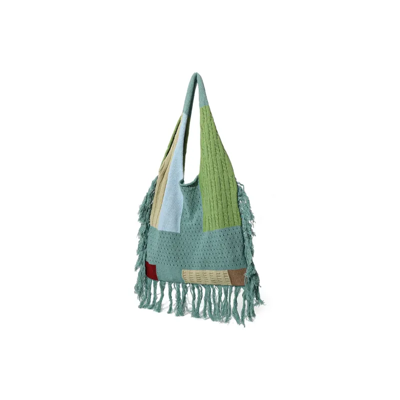 MASTER CANVAS Fabric Shoulder Bag Women's Cyan/White-3