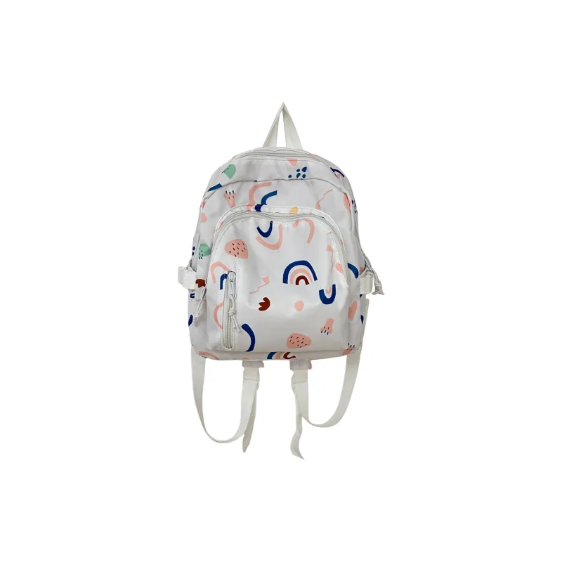 OURFUN Nylon Fabric Backpack White/Black/Pink/Green/Blue-0