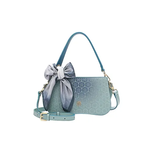 Ancient Yi Xi Cow Leather Crossbody Vintage Cheongsam Shoulder Bag Women's Turquoise