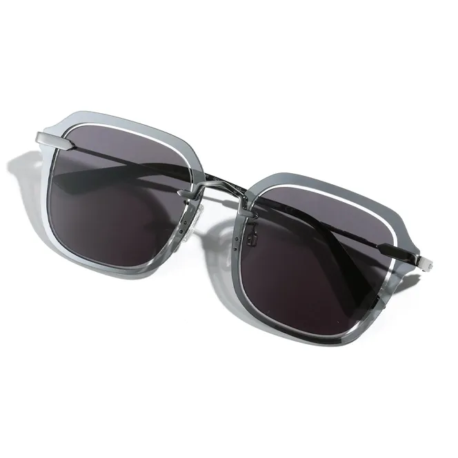 McQ Alexander McQueen Metal Rectangular Sunglasses Men's Gray-1