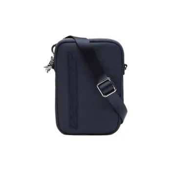 LACOSTE Recycled Polyamide One Shoulder Crossbody Cell Phone Pouch Unisex White Night Blue