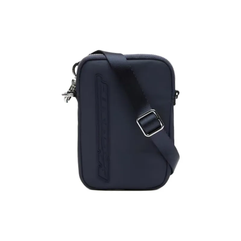 LACOSTE Recycled Polyamide One Shoulder Crossbody Cell Phone Pouch Unisex White Night Blue-0