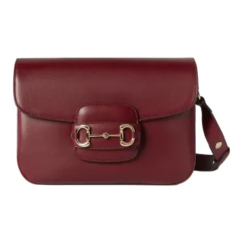 GUCCI Horsebit 1955 Soft Leather Crossbody Bag Shoulder Bag Women's Ancora Red