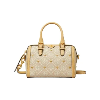 TORY BURCH Jacquard With Leather Trim Shoulder Bag, Crossbody Bag, Handbag Mini Women's Ivory White Multicolor