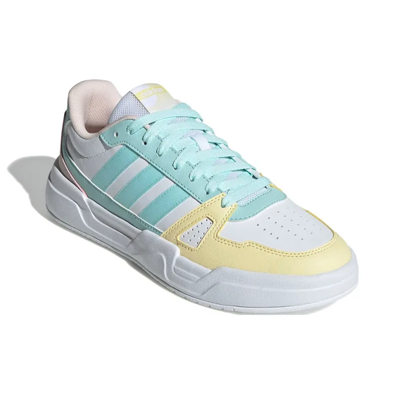 Adidas Breathable Moisture Wicking Low Top Skateboard Shoes Women's White Cyan Yellow Pink-1