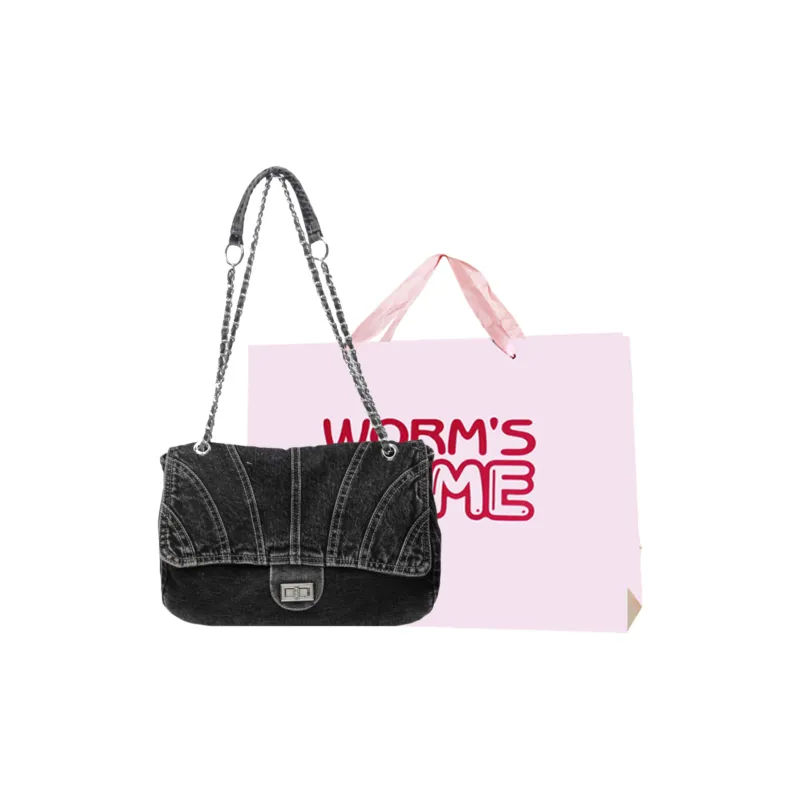 Worm's Home Denim Crossbody Bags Shoulder Bags Handbags Women's Black/Light Blue/Dark Blue-14