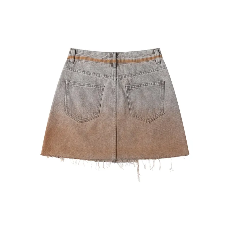 Heartboon Denim Short Skirts Women's Vintage Rusty Red-1