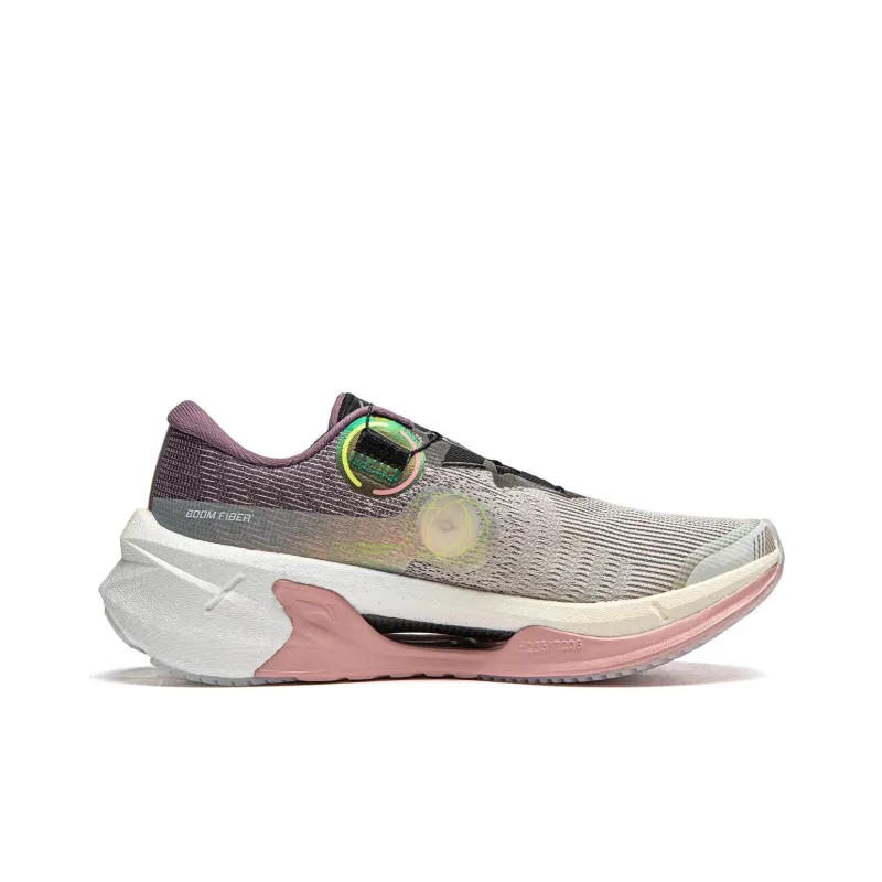 LiNing Cushioning Breathable Lightweight Rebound Low-Top Casual Running Shoes Women's Gray Purple-1