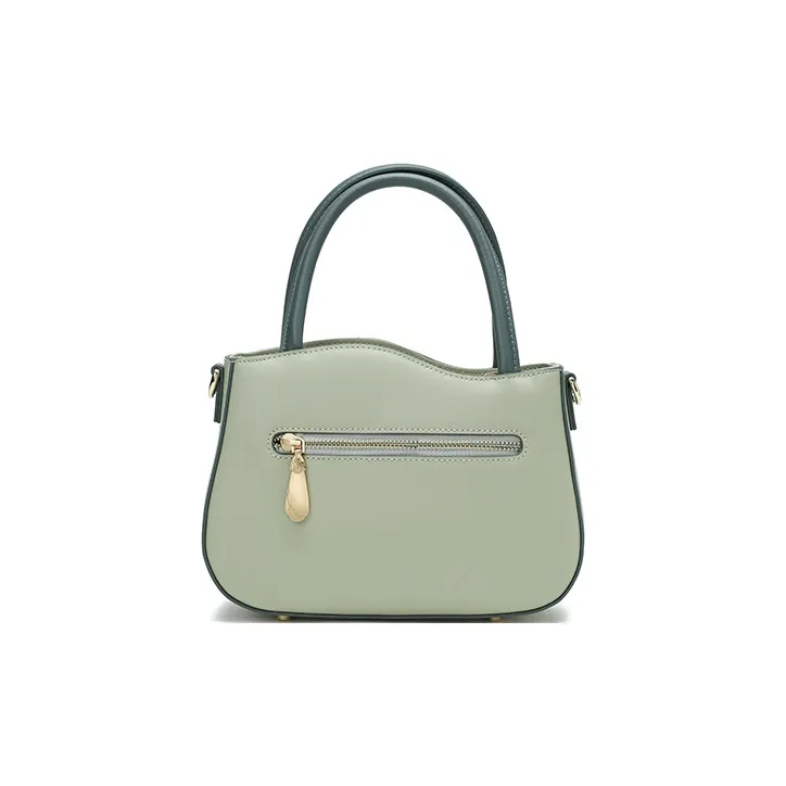 Ancient Yi Xi Cow Leather Fish Pond Embroidery Commute Shoulder Bag, Crossbody Bag, Handbag Women's Lotus Green-2