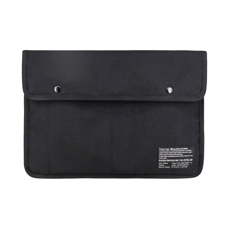 Rough Enough Canvas Canvas Bag 14 Inch Computer Storage Bag Clutch Unisex Black-0