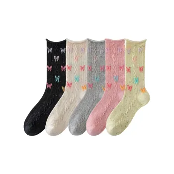 COTTON CHEESE Mid-Calf Socks Women's 5 Pack