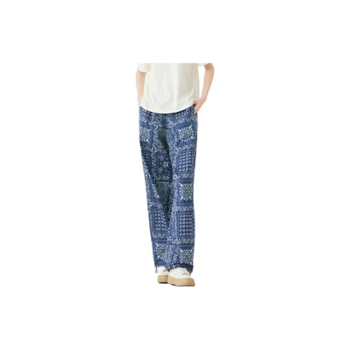 Asuka and new sake Casual Pants Women's Full-Width Pattern Navy Blue HPH08