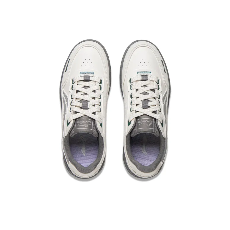 LiNing Slip Resistant Cushioning Wear Resistant Lightweight Breathable Low Top Skateboard Shoes Men's White Gray-3