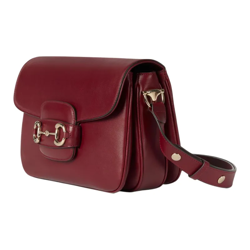 GUCCI Horsebit 1955 Soft Leather Crossbody Bag Shoulder Bag Women's Ancora Red-1