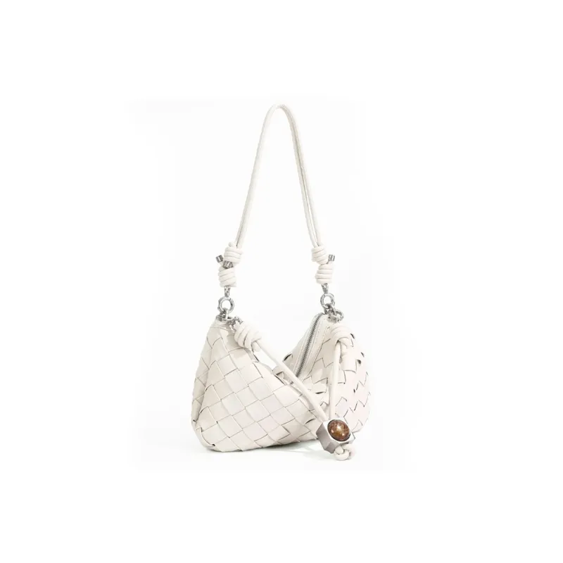 TOMATO&POTATO Cow Leather Crossbody Bag, Shoulder Bag Women's Black/Milkshake White/Blue-1