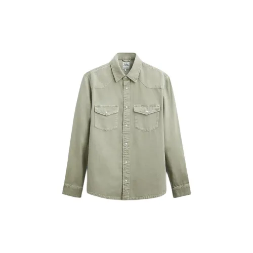 ZARA Shirts Men Light Green