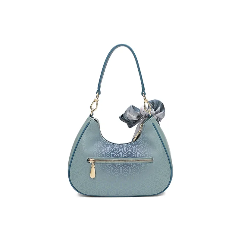 Ancient Yi Xi Cow Leather Premium Underarm Shoulder Bag, Crossbody Bag Women's Turquoise-2
