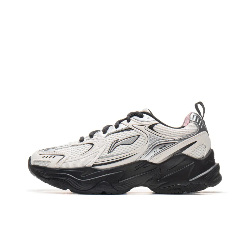 LiNing Meteor 2K Cushioning, Slip Resistant, And Abrasion Resistant Low Top Casual Running Shoes Women's Black White-0